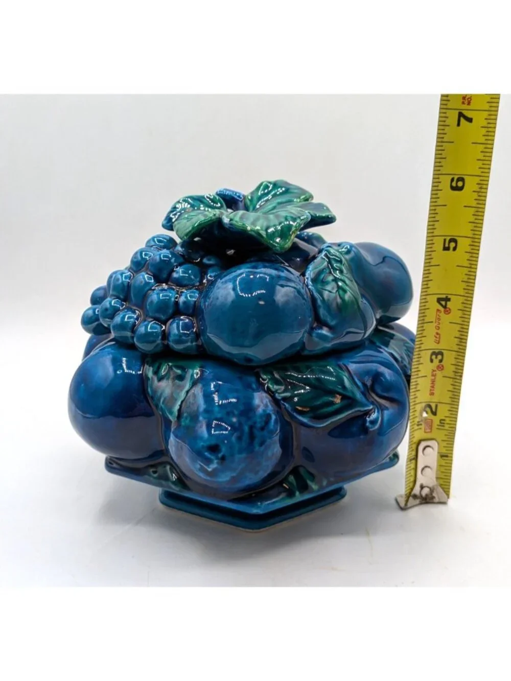 Vintage Inarco Mood Indigo Blue Footed Canister Jar with Lid Japan 5.5